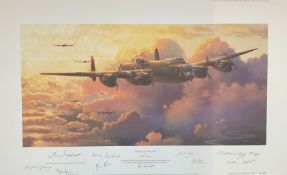 World War II 15x24 print titled "Heading into Darkness" limited edition 209/295 signed in pencil