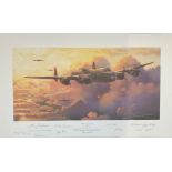 World War II 15x24 print titled "Heading into Darkness" limited edition 209/295 signed in pencil