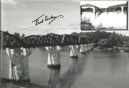 WW2 Fred Seiker signed Bridge of River Kwai signed 12 x 8 inch b/w photo. Good condition. All