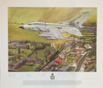 RAF print 20x23 picturing Tornado GR4 ZA585, AH signed by 5 RAF personnel and veterans includes