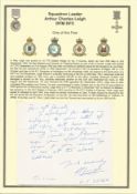 WW2 BOB pilot. Squadron Leader Arthur Charles Leigh DFM DFC. Signed handwritten letter. Set on