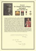 General Sir Charles Henry Pepys Harington GCB CBE DSO MC signed handwritten letter regarding a
