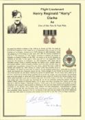 WW2 BOB pilot. Flight Lieutenant Henry Reginald Harry Clarke AE. Small signature piece. Set on