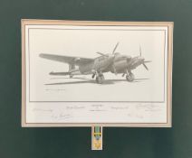 World War II 20x17 matted print titled Mosquito Publishers Proof 31/40 signed by the artist Gerald