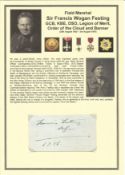 Field Marshal Sir Francis Wogan Festing GCB, KBE, DSO, MiD, Legion of Merit signature piece dated