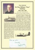 Vice Admiral Sir Roy William "Gus" Halliday KBE DSC MiD signed piece. He was a British naval pilot