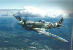 WW2 Battle of Britain fighter ace Tom Neil signed 12 x 8 inch colour photo of a Spitfire in
