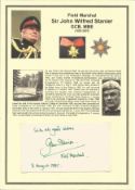 Field Marshal Sir John Wilfred Stanier, GCB, MBE signed 6 x 4-inch signature piece taken from a