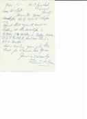 Group Captain Richard Erskine Bain signed hand written ALS dated 7/12/71, in response to Mr Ball,