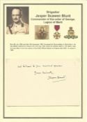 SAS Brigadier Jasper Scawen Blunt Commander of the Oder of George, Legion of Merit handwritten