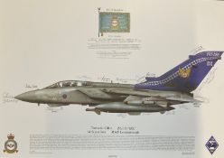 RAF print 17x12 Tornado GR4 ZG756 'BX' 14 Squadron RAF Lossiemouth print signed by 16 RAF squadron