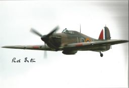 WW2 Battle of Britain fighter ace Bob Foster signed 12 x 8 inch colour photo of a Spitfire in