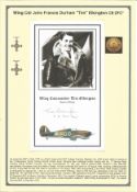 WW2 BOB pilot. Wing Commander John Francis Durham Tim Elkington CB DFC*. Signed 8 x 4 RAF photo