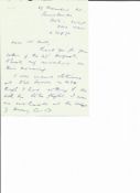 Air Commodore Ellacott Lyne Stephens Ward CB DFC CBD (SBK) signed hand written ALS dated 4th