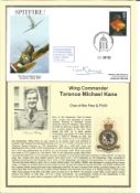 Wing Commander Terence Michael Kane - 234 Sqdn Middle Wallop signed 1989 Spitfire RAF WW2 FDC. 19p