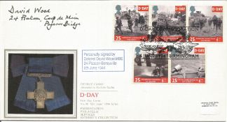 WW2 D-Day Pegasus Bridge Colonel David James Wood MBE MiD Legion d' Honneur signed D-Day cover No.