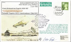 Zeppelin ace Oskar Fink signed 80th ann 1st flight of Zeppelin cove FF18. Good condition. All