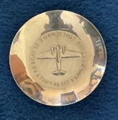 A Silver commemorative plate, inscribed with Internationales Flugmeeting 1937 Zurich. 4 Inches in