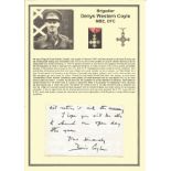 Brigadier Denys Western Coyle MBE DFC signed handwritten letter in reply to a request for a