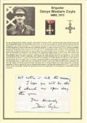 Brigadier Denys Western Coyle MBE DFC signed handwritten letter in reply to a request for a