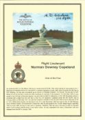 WW2 BOB pilot. Flight Lieutenant Norman Downey Copeland. Signed Battle of Britain Memorial 6 x 4