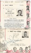 Nat King Cole and Billy Eckstine signed on two theatre pages. Signed in pencil and a little scruffy.