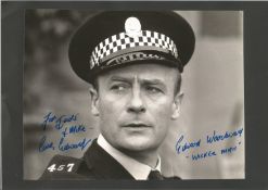 Edward Woodward 1930 2009. Actor. Signed and dedicated 9.5x7.5 photo backed to card; overall size 12