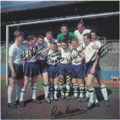 Football Autographed Tottenham Cutting Col, Depicting A Superb Image Showing Tottenham's Double