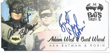 Batman Adam West and Burt Ward signed Bat Wishes illustrated cover. Good Condition. All autographs