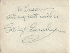 Music George Gershwin signed autograph album page to Susan. Gershwin's compositions spanned both