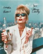 Ab Fab Joanna Lumley signed 10 x 8 inch colour photo as Patsy with bottle of Vodka in hand, scarce