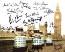 Doctor Who 8x10 photo signed by 13 actors who have appeared in the series, including Leslie Ash,