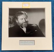 James Robertson Justice 13x13 mounted signature piece includes signed album page and a fantastic