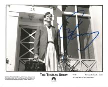 Jim Carrey signed 10x8 The Truman Show black and white promo photo. Good Condition. All autographs