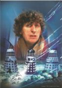 Dr Who Tom Baker signed 12 x 8 inch colour photo, scarce image. Good Condition. All autographs