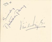 Vivien Leigh 1913 1967. A signed 4.5 by 3.5 album page. British actress. Two time winner of the Best
