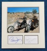 Easy Rider 14x13 signature piece includes Peter Fonda signed album page a Dennis Hopper signed album
