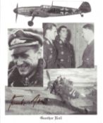 WW2 Luftwaffe ace Gunter Rall KC signed 10 x 8 inch b/w montage photo. Good Condition. All