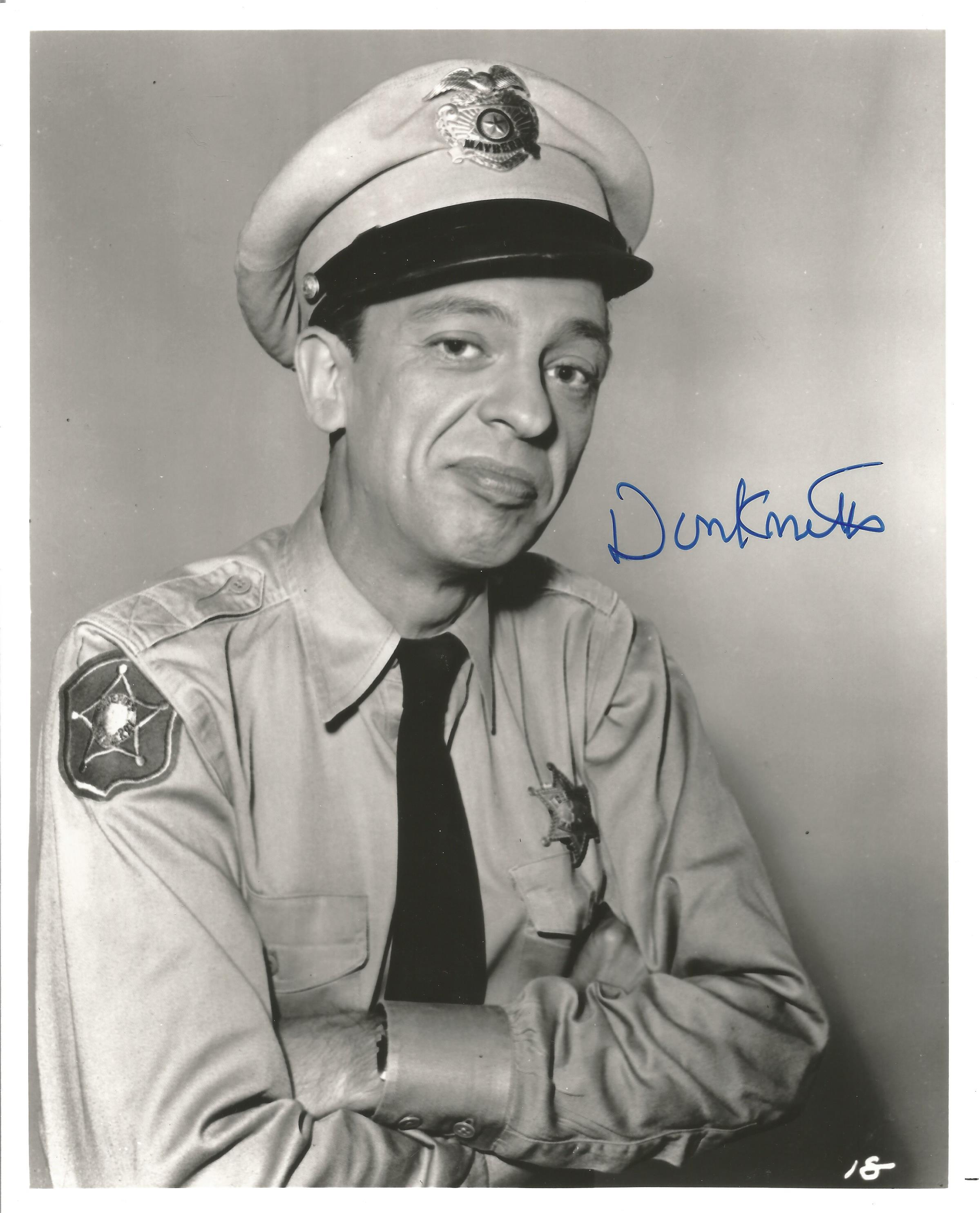 Don Knotts signed 10x8 black and white photo. Good Condition. All autographs come with a Certificate