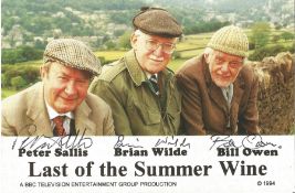 Last of the Summer Wine an original 1994 BBC TV colour 6x4 photo. Signed by Bill Owen (Compo), Peter