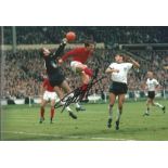Geoff Hurst signed 12 x 8 inch colour 1966 World Cup final football photo. Good Condition. All