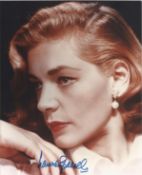 Lauren Bacall signed stunning 10 x 8 inch colour photo. Good Condition. All autographs come with a