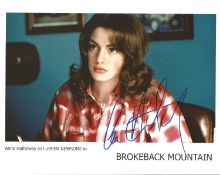 Anne Hathaway signed 10x8 Brokeback Mountain colour photo. Good Condition. All autographs come