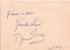 Kenneth Connor, Michael Robbins, Dennis Price & Joe Melia. Actors. A 6x 4 signed and dedicated album