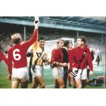 Gordon Banks, Martin Peters, Roger Hunt signed 12 x 8 inch colour 1966 World Cup final football