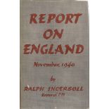 Ralph Ingersoll signed book Report On England, November 1940 WW2 First Edition (USA printed)