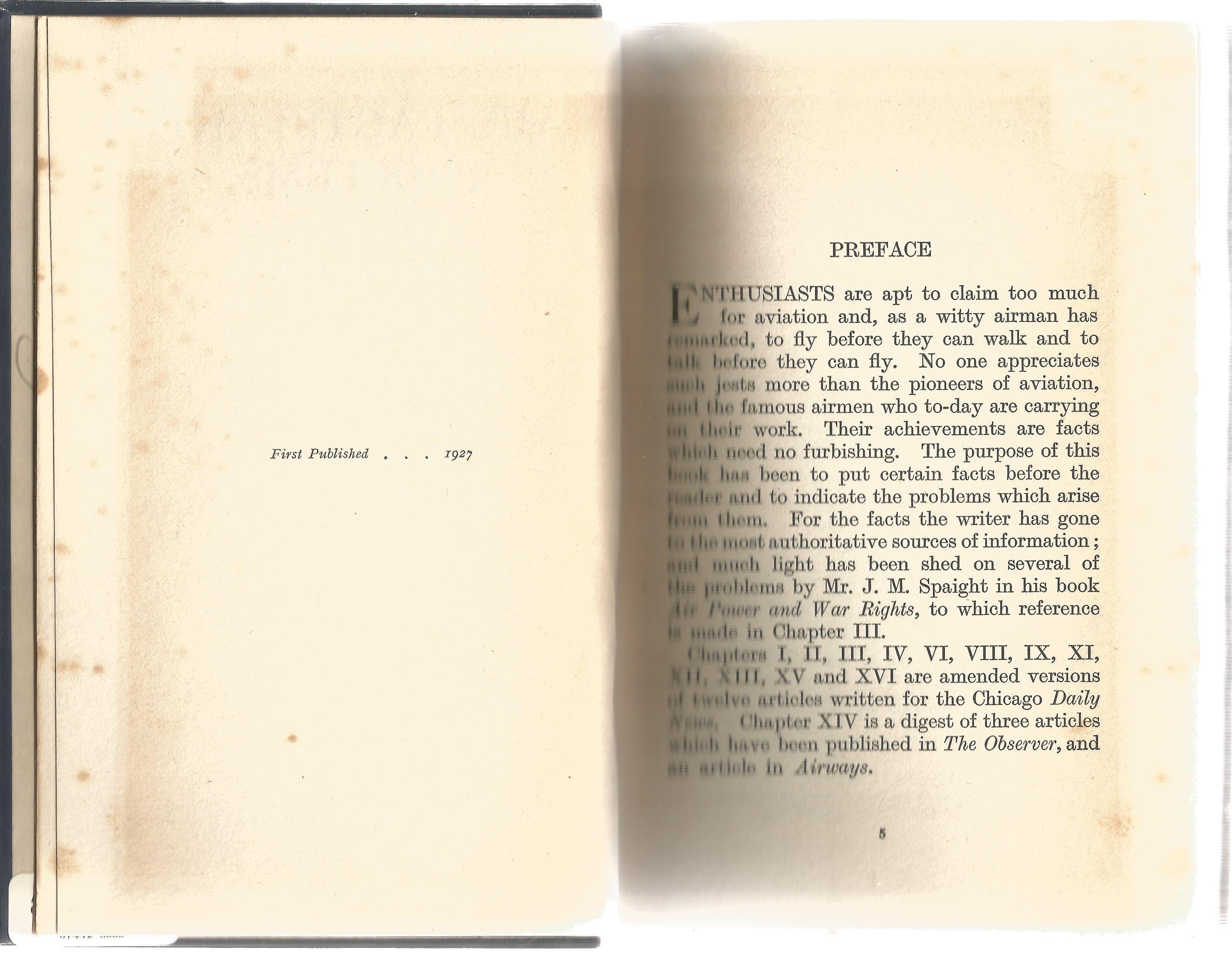 Air Facts and Problems. Lord Thomson. A First Edition signed hardback book. Signed presentation - Image 3 of 3