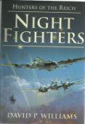 WW2 Luftwaffe aces multi signed book David P. Williams. Night Fighters, Hunters Of The Reich Vol 1