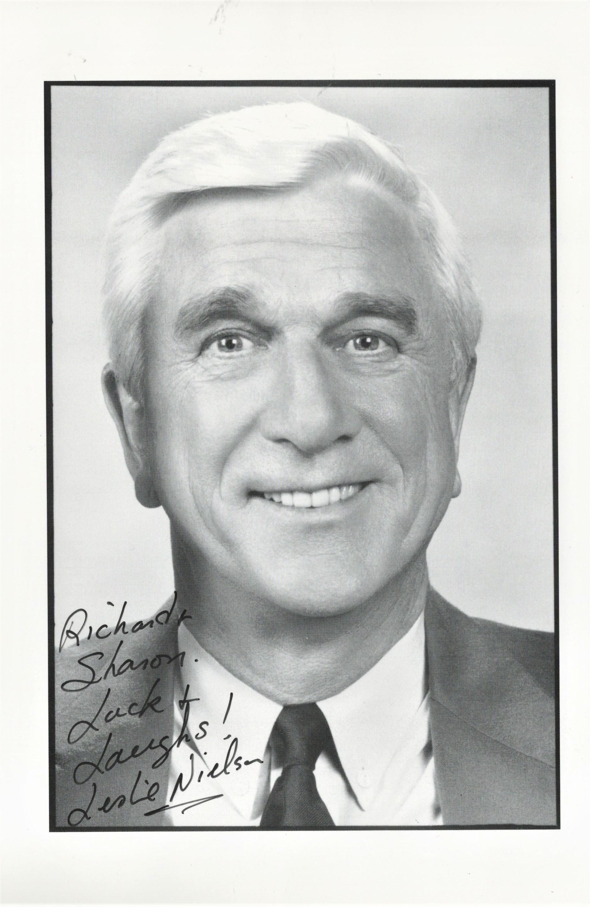 Leslie Nielsen American Comedy Actor Best Known For The Films Airplane And The Naked Gun. Signed