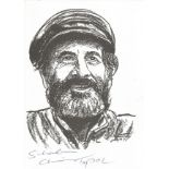 Chaim Topol Israeli Actor Singer And Comedian 6x4 Signature Piece On Illustrated White Card. Good